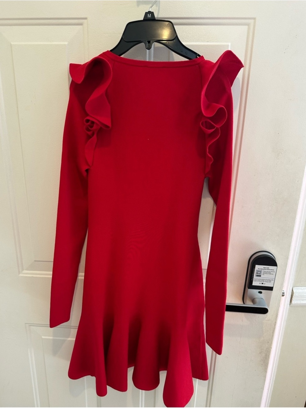 Express Red Ruffle-Shoulder Mini Dress - Picture 2 of 3